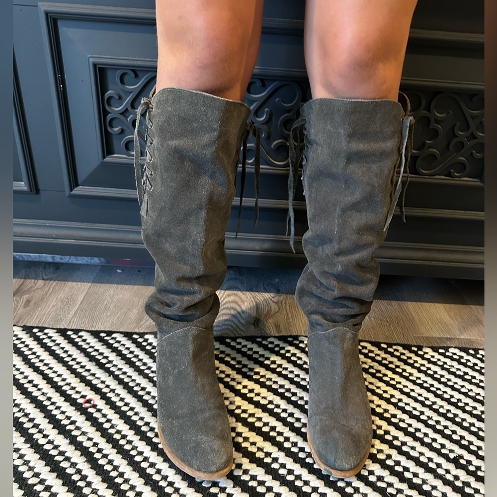Bronx knee high suede boots, size 8